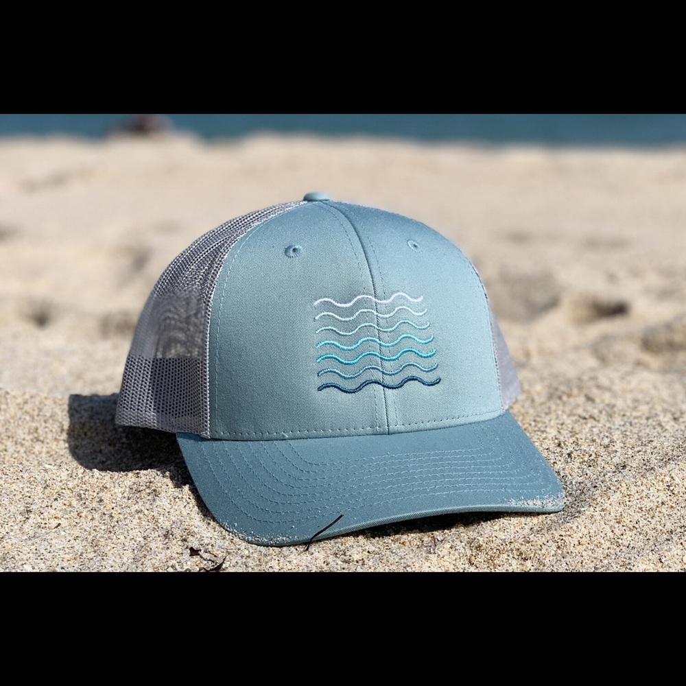 Waves - Trucker Hat - No logo, simple, modern, design.